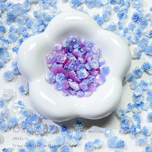 夏季新品蓝色蝴蝶软花美甲饰品混夜光树脂小清新美甲装饰品批发