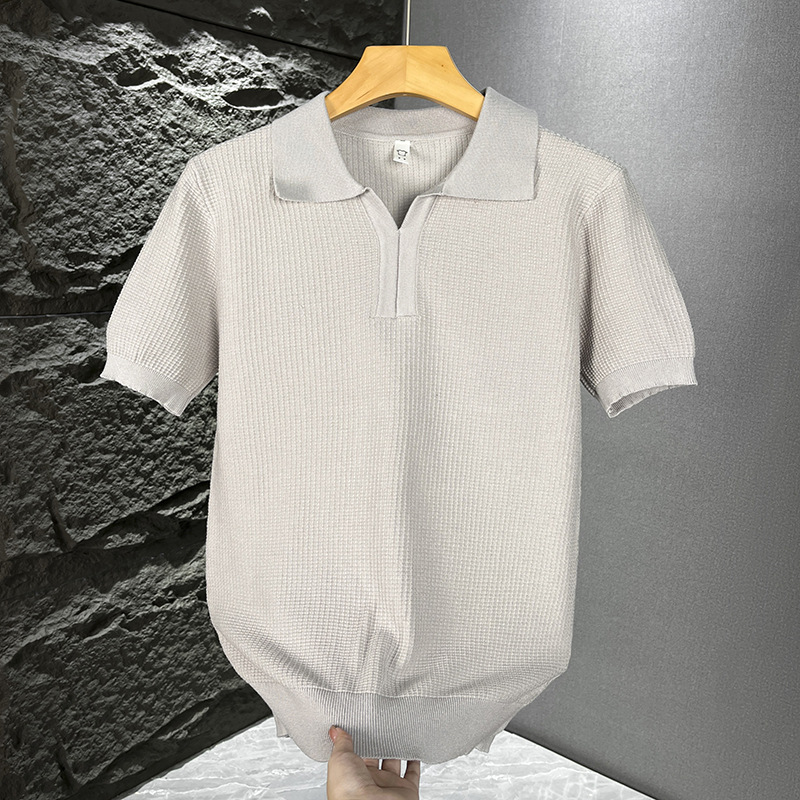 Camisas de polo de manga corta camiseta de hombre cuello V viejo dinero viento helado verano fábrica transfronteriza mayorista viejo dinero viento camiseta de polo hombre