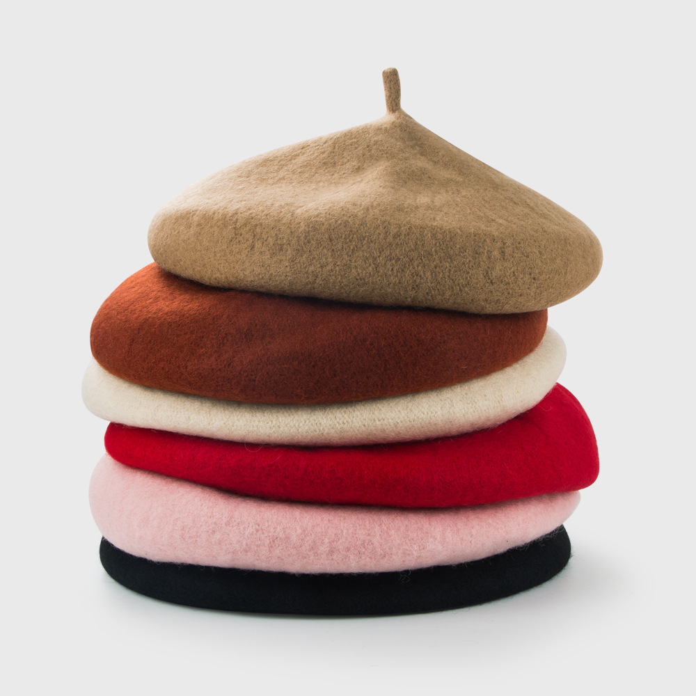 Autumn And Winter Hat Solid Color Woolen Beret Fashion Breathable Warm Hat Painter Hat display picture 2