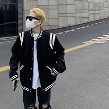 权志龙明星同款黑白拼接棒球服男高街潮牌春秋外套潮流痞帅夹克潮