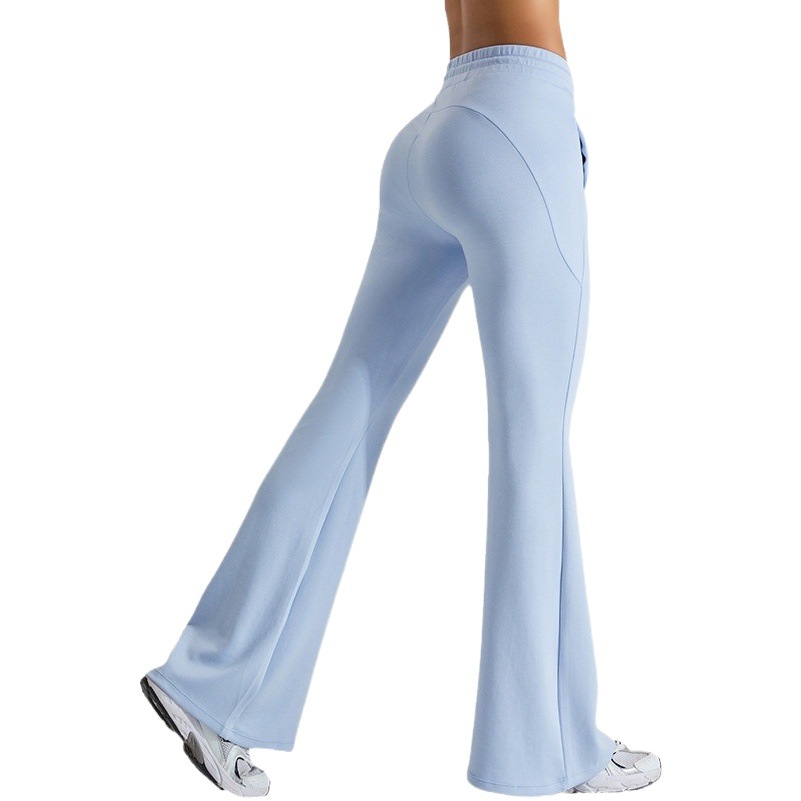 Otoño e Invierno nueva capa de aire cordón deportes sweatpants mujeres adelgazamiento pantalones acampanados al aire libre casual correr yoga fitness Pantalones