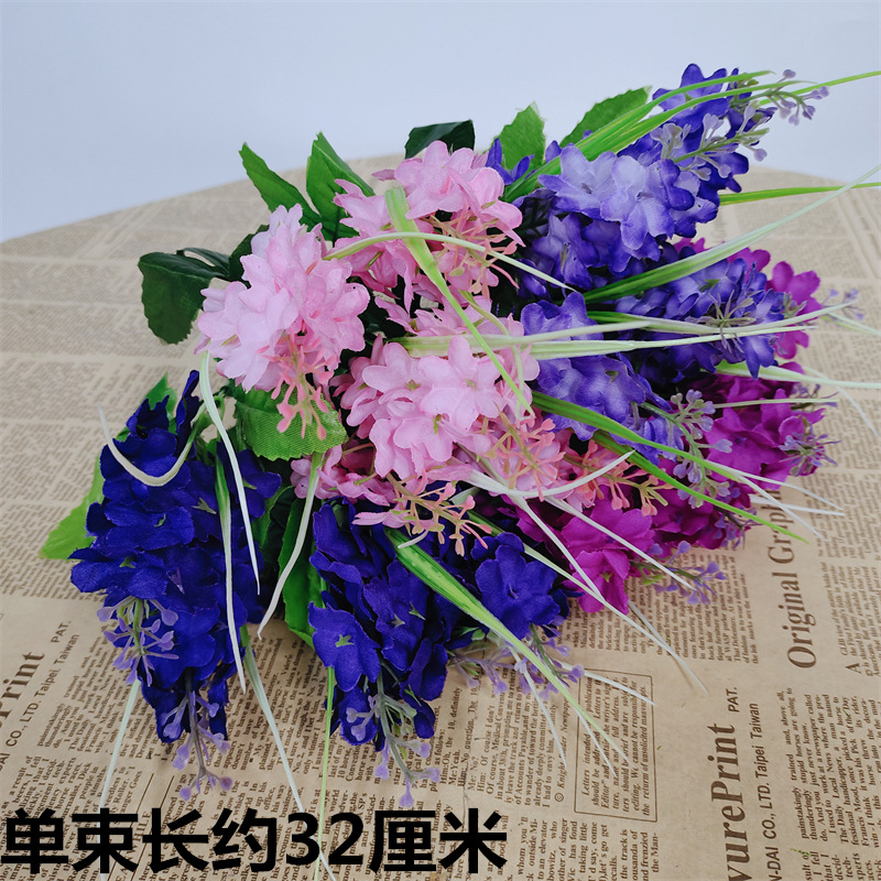Venta al por mayor de flores artificiales jacinto lavanda nuevo listado venta directa de fábrica 5 horquillas jacinto de 5 cabezas