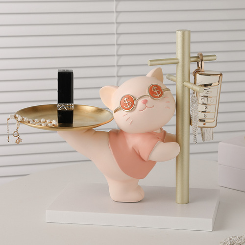 Lucky cat resin crafts storage gift home furnishings factory direct sales entrance children's room key holder