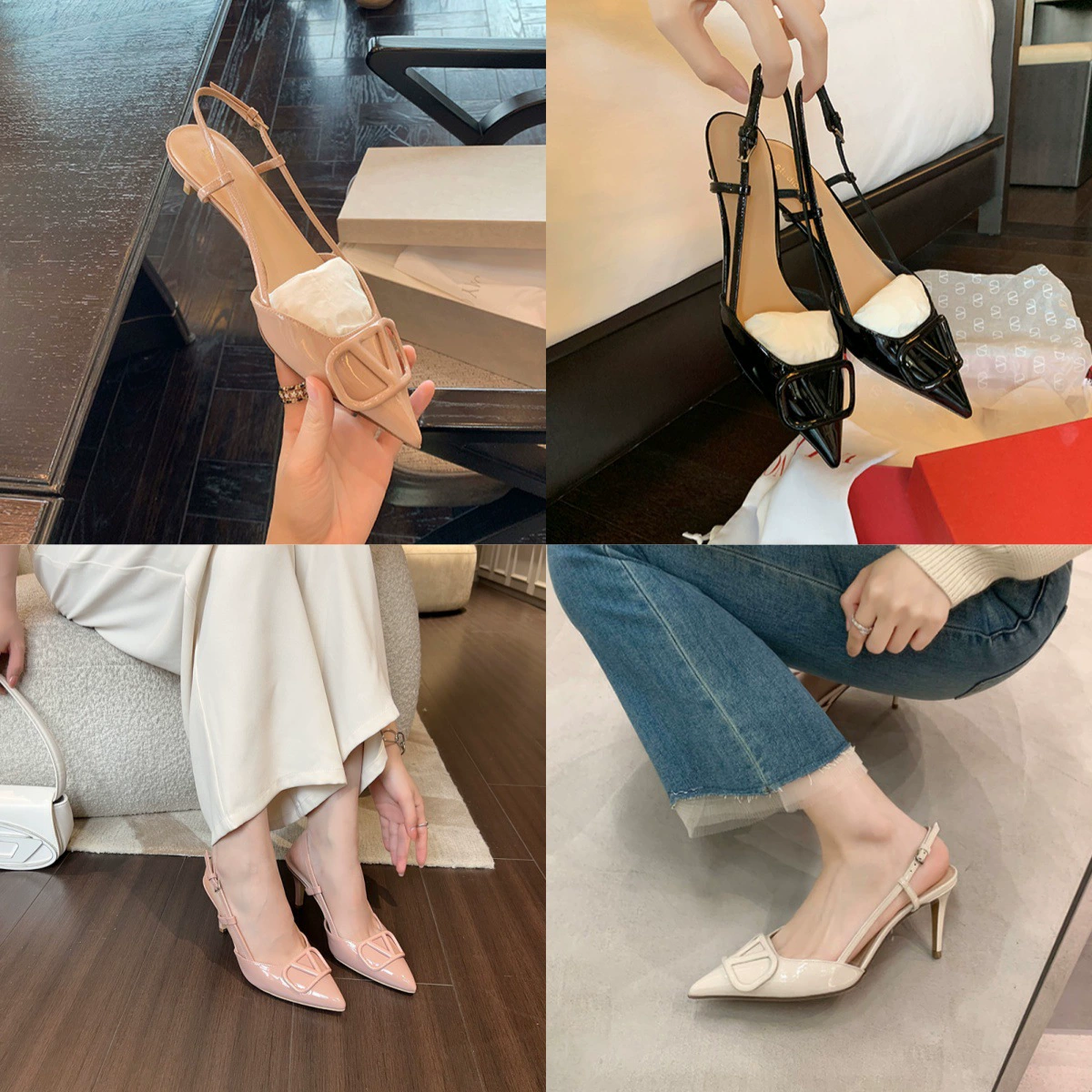 Однослойные туфли во французском стиле в стиле ретро с острым носком 2024 летние новые туфли на шпильке с мелким ртом и закрытым носком французские стильные босоножки на высоком каблуке для женщин