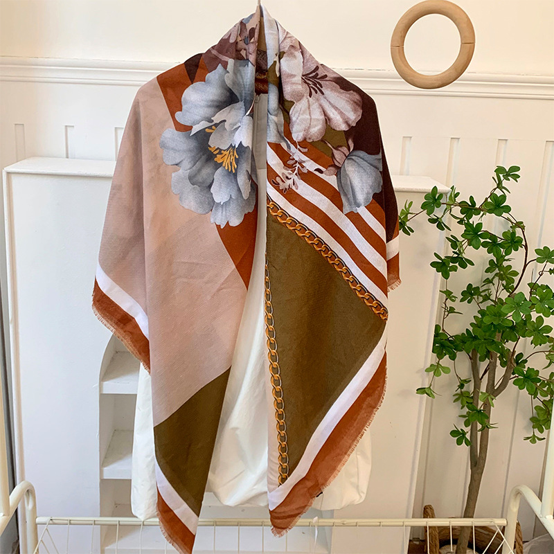 Bufanda de seda, bufanda cuadrada, sensación de alta calidad, estilo bohemio, multiusos, todo fósforo, bufanda, bufanda, pañuelo en la cabeza, chal exterior