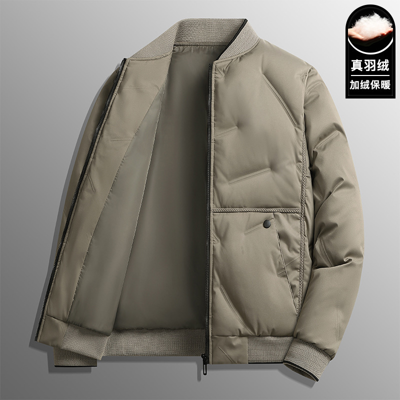 Men's Light Luxury Down Jacket Men's Lightweight Short Middle-aged Business Men's Baseball Collar Jacket Dad's Fashionable Jacket