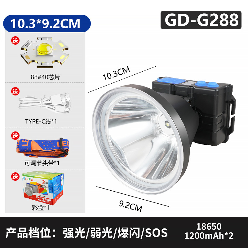 Al Aire Libre fuerte luz de la cabeza luz LED portátil impermeable gota-resistente Super brillante larga resistencia cabeza-montado noche luz de trabajo de pesca