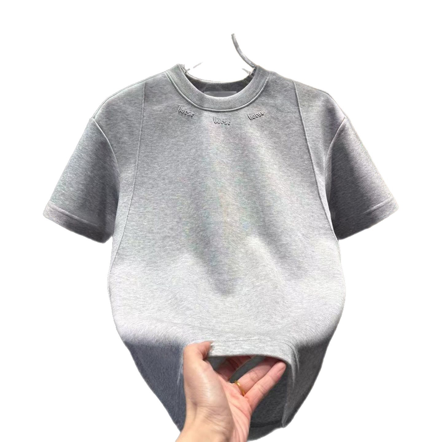 Men's Casual Crew Neck T-Shirt 2026 Spring Short Sleeve Patchwork Design Korean Style Simple Versatile Base Layer Embroidered_voghion.com