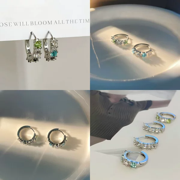 Huazi Kongtou Earrings Niche Versatile Jewelry Accessories Women's Earrings Rainbow High-End DIY Xiaohongshu