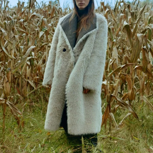 Amazon's cross-border foreign trade European and American women's clothing autumn and winter new double-sided long coat jacket