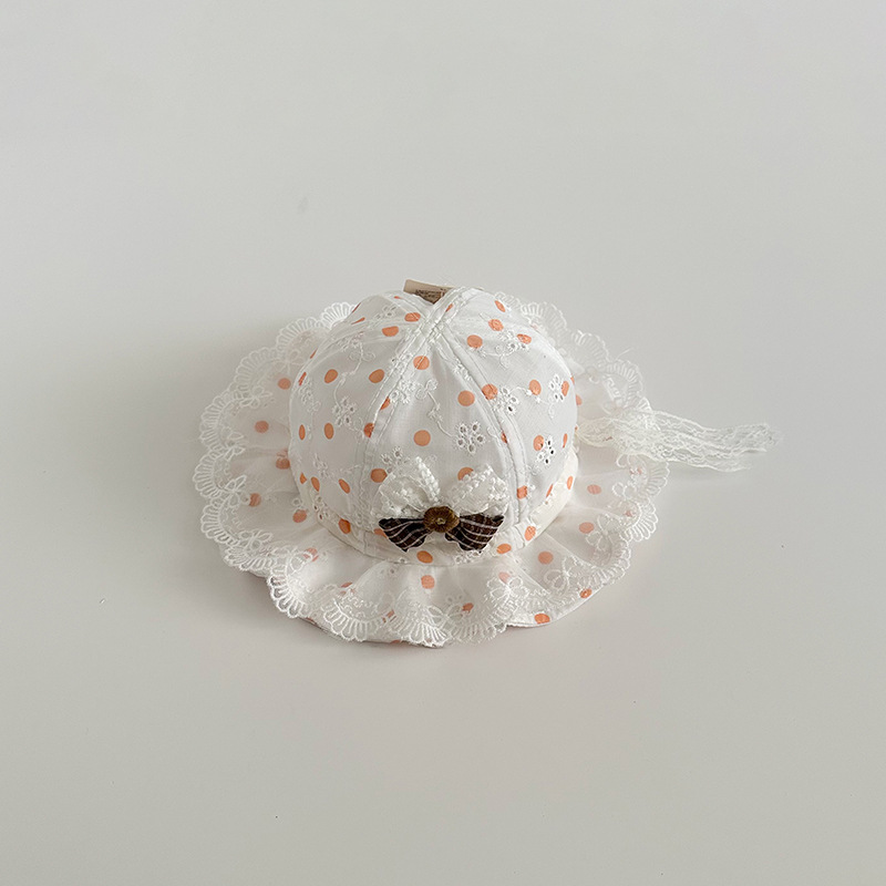 Baby pescador sombrero primavera y verano princesa delgada encaje sombrero de sol coreano para bebés sombrero de marea