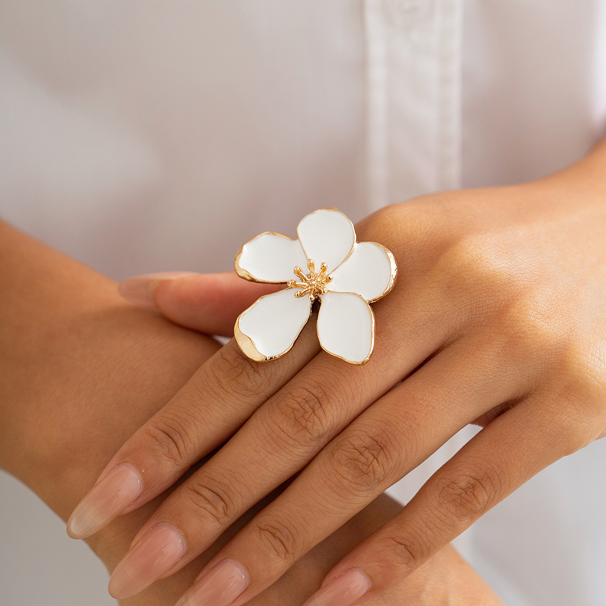 18g Weight Rings Classification Holiday, Party Occasion Iron Material Flower Pattern Women's Gender Enamel, Plating Design Exaggerated Style Exaggerated Flower Iron Enamel Plating Women's Rings 29