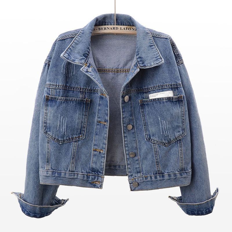 Women's Classic Denim Jacket – Versatile Light Wash Slim Fit Jean Jacket With Button Front_voghion.com