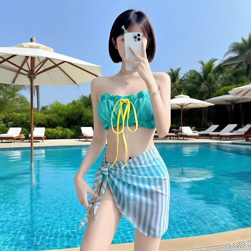 2025 Women's Dopamine-Powered Youthful Teenage Bikini: 3-Piece Split Set for Hot Springs & Beach Getaways