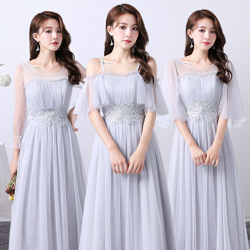 Bridesmaid Dress Fairy Elegant 2025 New Sister Group Wedding Slimming Look Chorus Competition Performance Graduation Dress Skirt