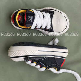 2024新款秋季大头鞋厚底轻便丑萌米奇系带帆布休闲毛线联名女鞋子