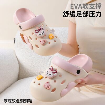 Пляжные летние тапочки в стиле Crocs, нескользящие легкие босоножки, коллекция 2026 года, подходят для носки на улице, мягкая подошва, закрытый носок, в корейском стиле