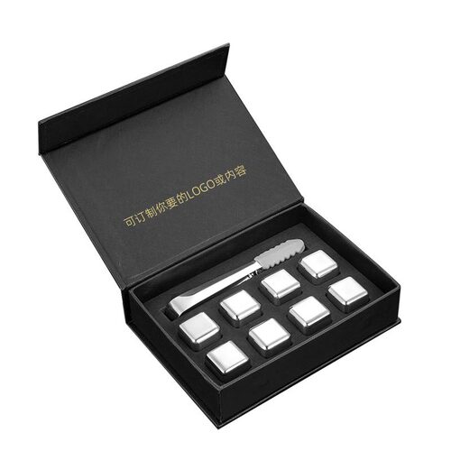Ice tartar set Amazon stainless steel ice cube gift box EVA inner card metal ice cube gift box dropshipping