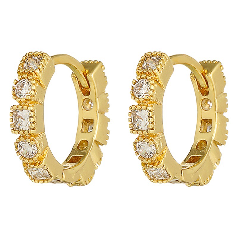 Estaciones independientes venta caliente de la nueva moda de las mujeres pendientes de cobre chapado en oro 18K ins geometría fría viento pendientes marea