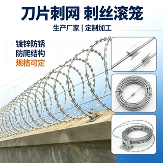 刀片刺网热镀锌刺丝滚笼铁路防护栅栏铁蒺藜监狱防跨隔离防护隔离