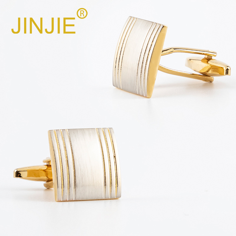 New electroplated gold brushed pure copper metal cufflinks for foreign trade men's French style shirt cufflinks wholesale