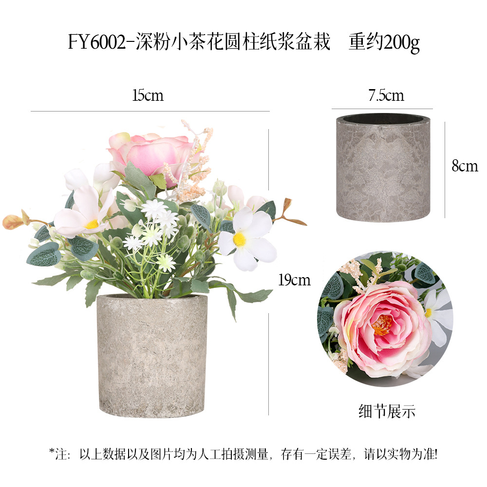Más de 240 combinaciones populares de macetas con plantas verdes artificiales, decoraciones para el hogar, flores artificiales, bonsáis cilíndricos de pulpa de papel.