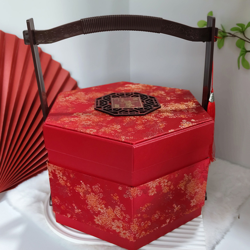 ハイエンド八角形二層スーツケース結婚式のキャンディーボックスお返しギフトギフト包装箱木製ビジネスギフトボックス|undefined