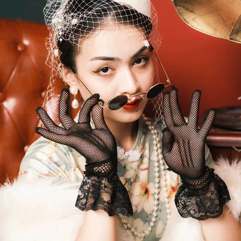 Солнцезащитные кружевные перчатки женские тонкие ретро сексуальные полые сетчатые Нескользящие аксессуары для Чонсам танцевальные представления оптом