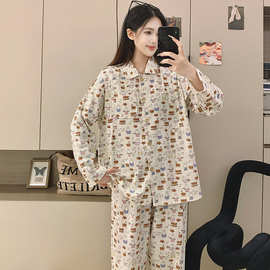纯棉月子服女卡通兔子长袖长裤春孕妇睡衣哺乳服夏孕期家居服套装