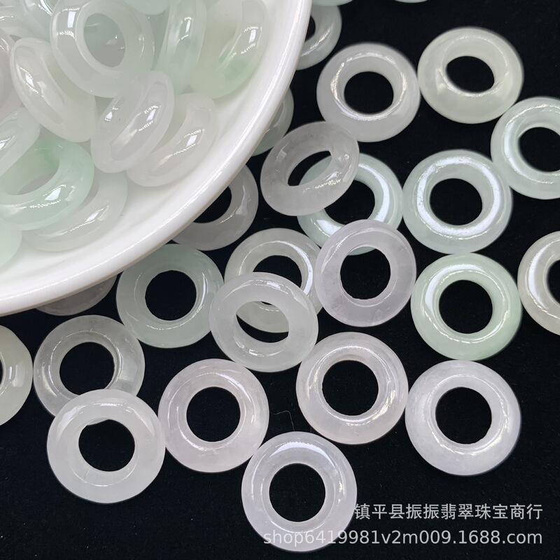 翡翠大孔円環15mmドーナツ卸売りdiy翡翠イヤリング玉円工芸品散珠アクセサリー|undefined