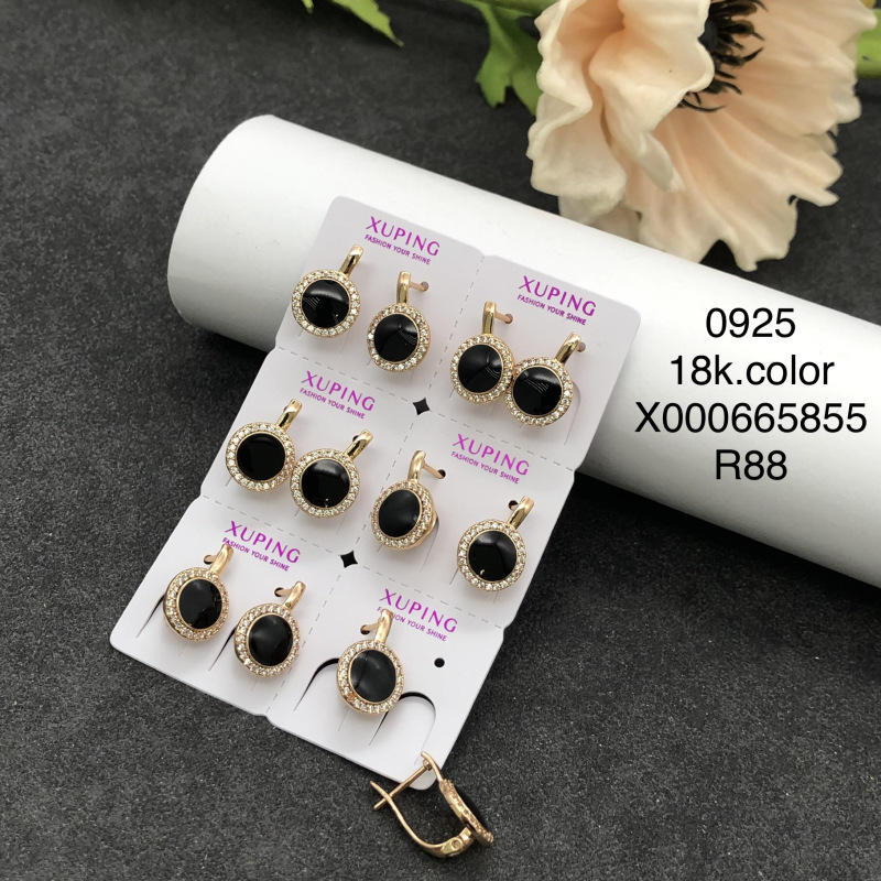 Pendientes de Aro con Zirconia de Aleación de Cobre Bañado en Oro de 18K