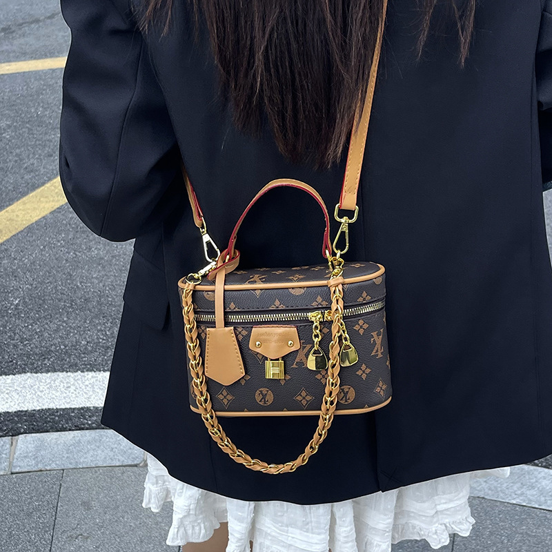 高级感包包女2025新款复古手提包印花方盒包单肩斜挎包洋气化妆包|undefined