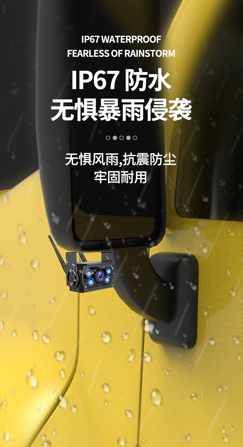 7-inch 4-split wireless car display monitor, wireless reversing camera for trucks, wireless night vision reversing camera for buses
