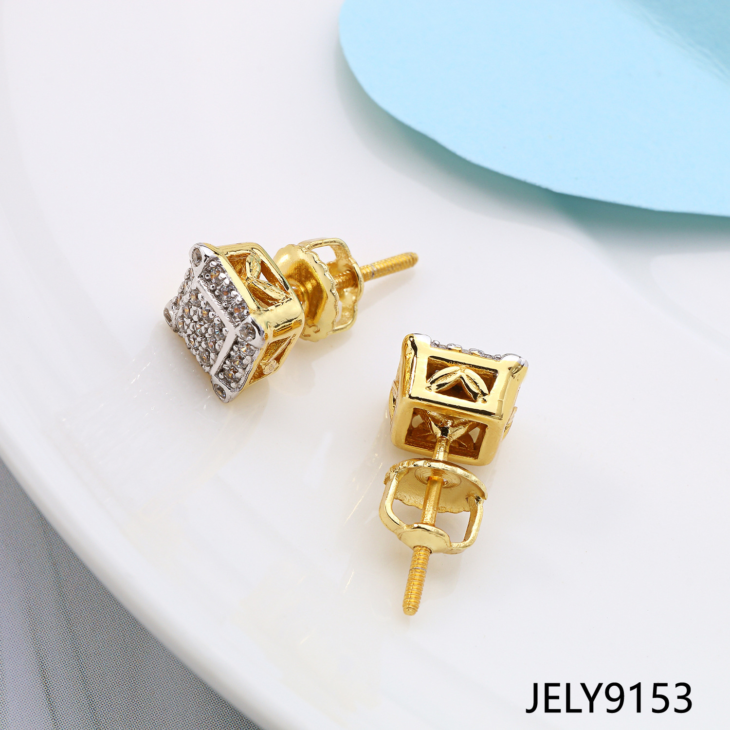 Unisex Square Stud Earrings Fully Diamond Encrusted With Zircon Small Simple Classic Versatile Jewelry_voghion.com