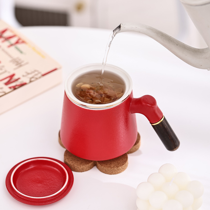 Lubao con tres piezas de taza de cerámica con taza de regalo de mano con taza de té con tapa de té con logotipo tallado