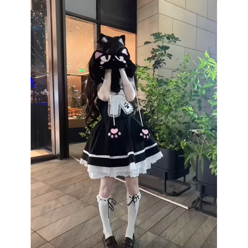 甘い年齢軽減かわいい女の子ロリータコントラストカラーステッチレースネイビーカラーファッショナブルなふわふわドレス小清新|undefined