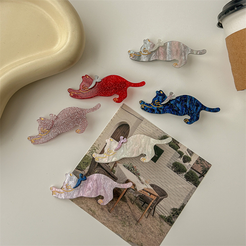 Hair Clip Hair Accessories Type 1 Piece Quantity Cute Sweet Women'S Mouth Cat Acrylic Hair Clip