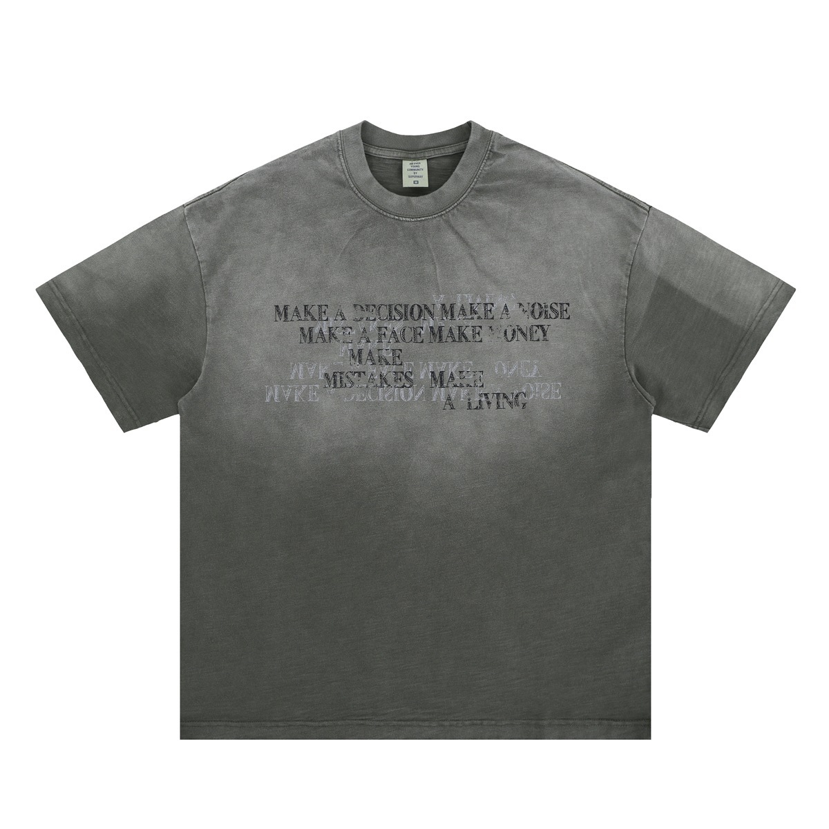 瀾海男装2025春夏新商品欧米潮牌300g竹節綿衝突色グラデーション丸首半袖tシャツ男