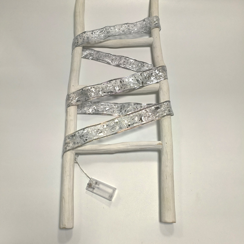 #D11 圣诞发光彩带-2米20灯2AA常亮银色彩带暖白灯