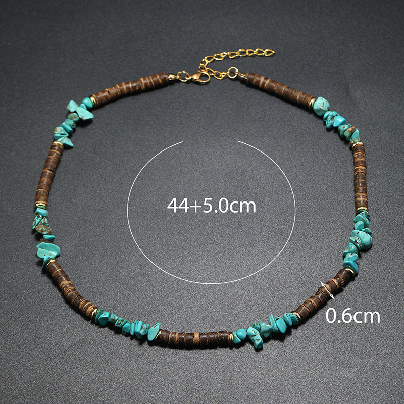 Beaded Design Bohemian Geometric Coconut Shell Glass Gravel Beaded Men's Necklace