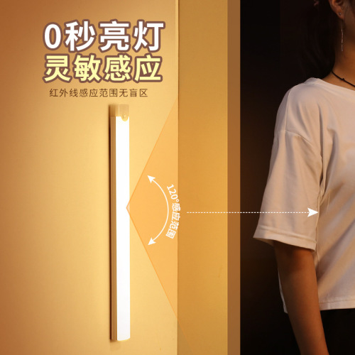 Creative intelligent human sensing small night light wholesale LED charging magnetic suction cabinet wardrobe hallway baby bedside lamp