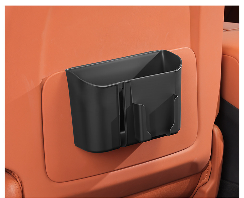 Car rear seat headrest side storage box, plastic thickened snap-on design, 2-in-1 tissue box with cup holder