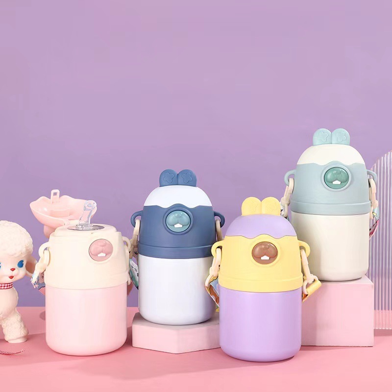 Estudiantes en línea popularidad niñas tazas de agua de gran capacidad de paja de acero inoxidable taza de barriga hermosa taza de alto valor facial no