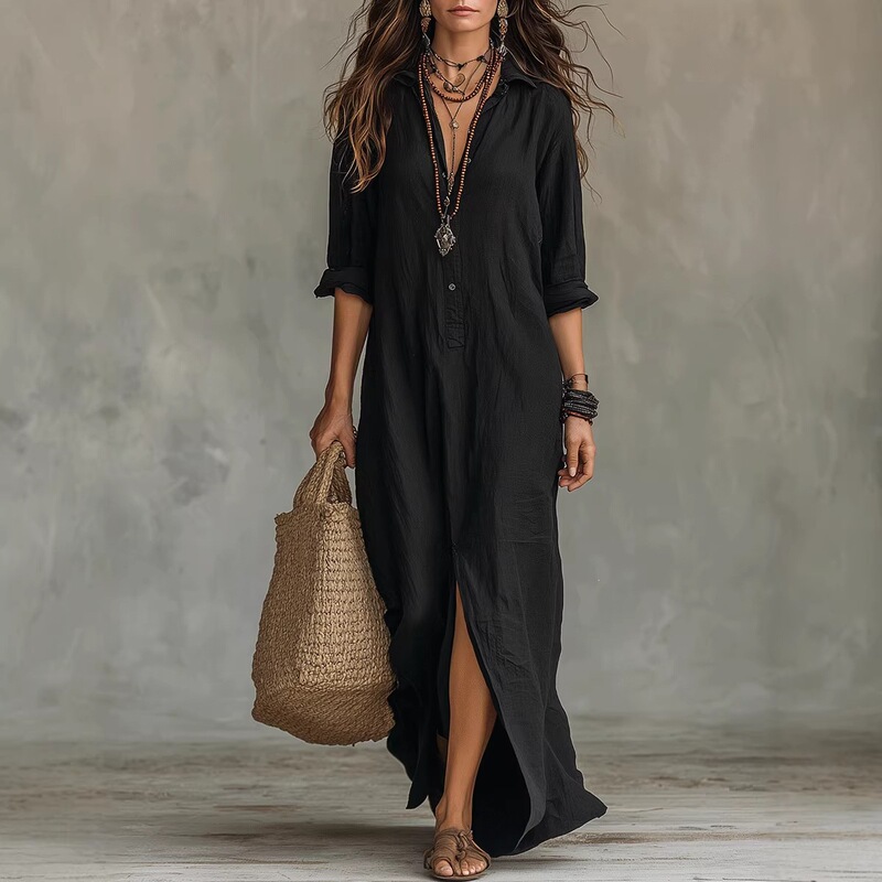 European and American Independent Websites Amazon Aliexpress 2026 Spring and Summer New Front-Button Bohemian Shirt and Floor-Length Skirt European and American Independent Websites Amazon Aliexpress 2026 Spring and Summer New Front-Button Bohemian Shirt and Floor-Length Skirt