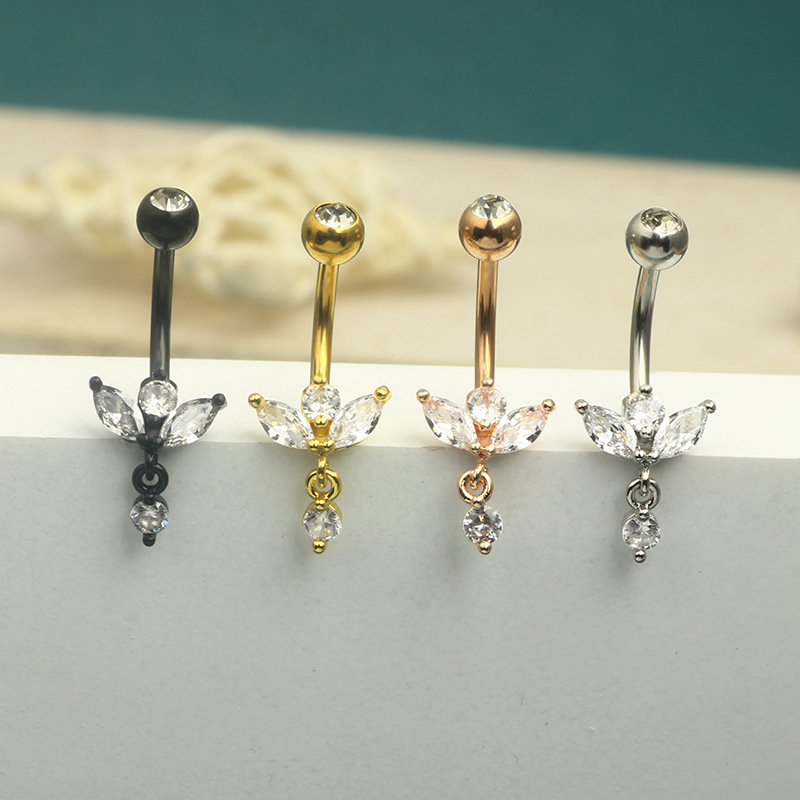 Holiday, Daily Occasion 304 Stainless Steel Material 1 Piece Belly Rings Simple Style Solid Color 304 Stainless Steel Inlay Zircon