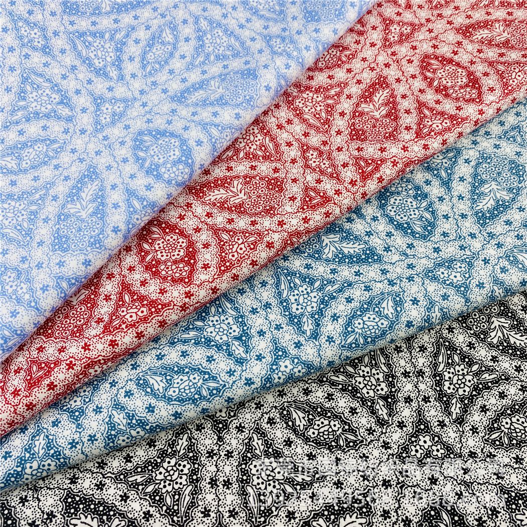 春夏新款复古风印花布 纯棉40支平纹府绸印花 童装女装服装面料