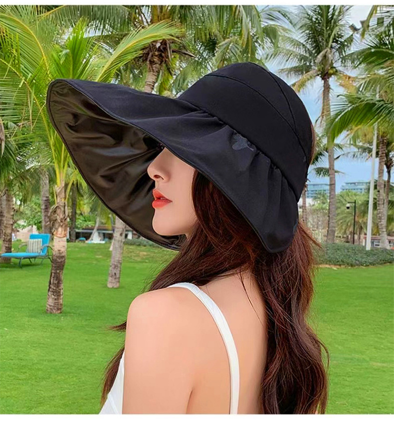 Wide Brim Sun Visor Hat For Women Foldable Uv Face Shielding_voghion.com