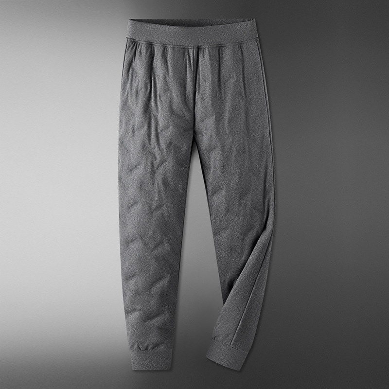 Men's down Pants for Inner Wear, Middle-Aged Leg-Tie Warm and Cold-Proof Pants, High-Waisted Long Pants, Windproof Cotton Pants, New Winter Style