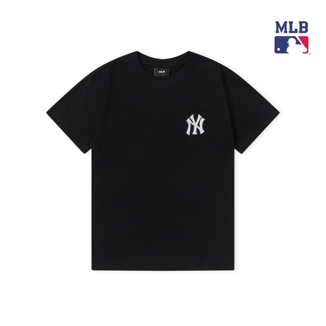 2025년 여름 한국 트렌디 브랜드 MLB 반팔 뒷면 자수 티셔츠 노안 풀 프린트 남성 라운드 넥 루즈 코튼 티셔츠
