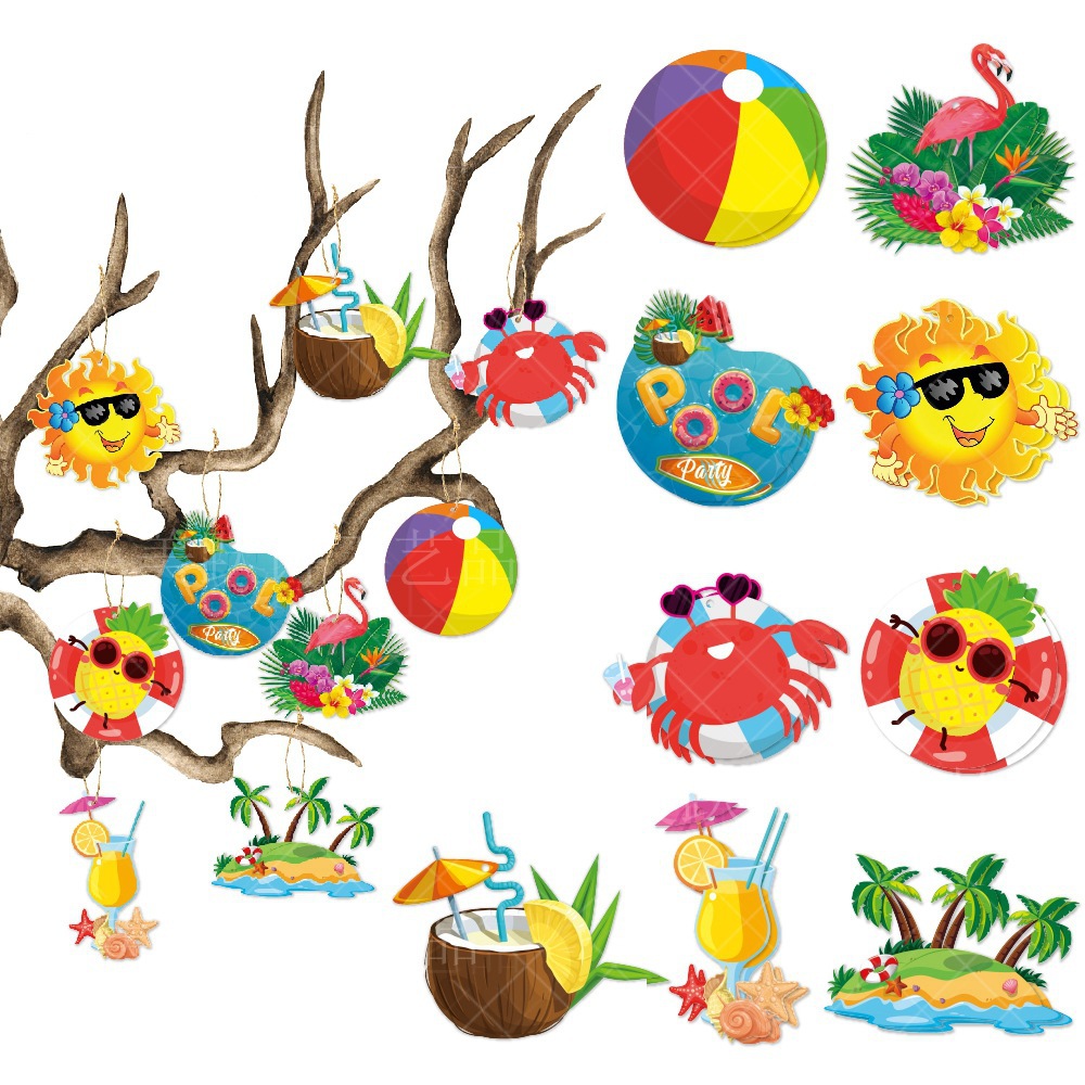 Amazon nuevo verano Hawaiano decoración colgante etiqueta piscina fiesta escena decoración colgante image 1